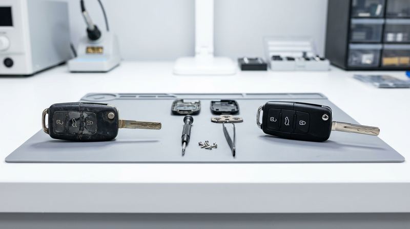 Reparación de mandos de coche — antes y después